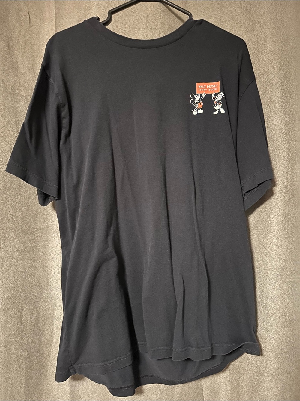 Disney Black Short Sleeve Tee with Small Red and White Mickey Graphic